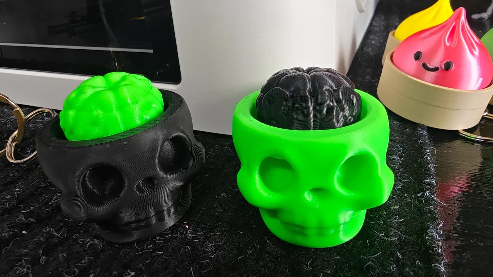 Llavero calavera con cerebro, impresión 3D de Estamparte